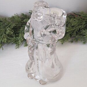 Vintage crystal Santa clause candle holder tealight